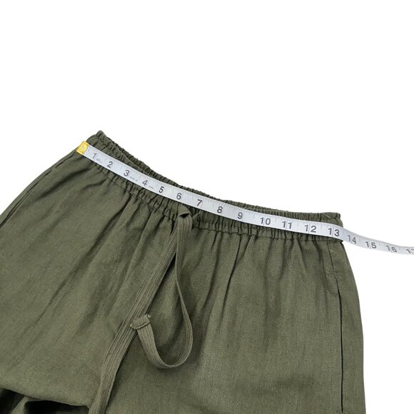Max Studio London Womens Wide Leg Pants Size S Green Linen Blend Elastic Waist - Picture 5 of 12